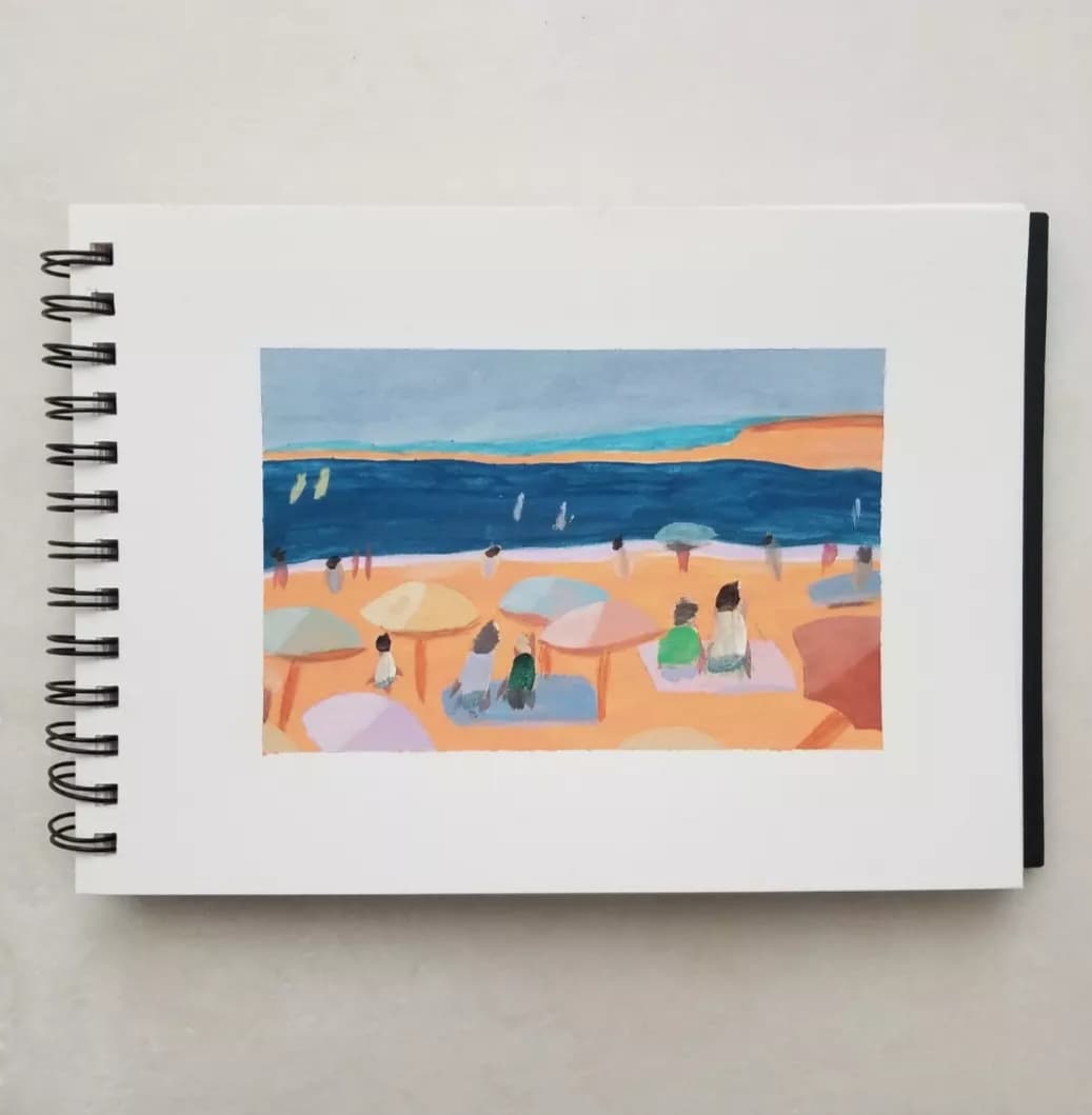 Painting of a beach scene